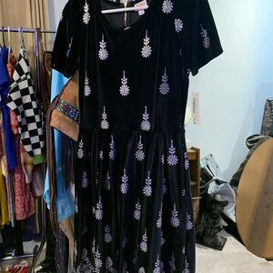 LuLaRoe Black Dress with Sparkly Floral Pattern